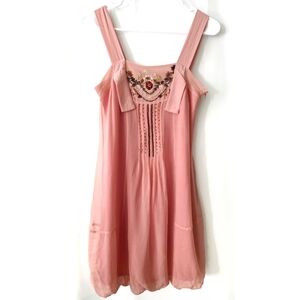 SILK Beaded Embroidered Fairycore Boho Dress XS